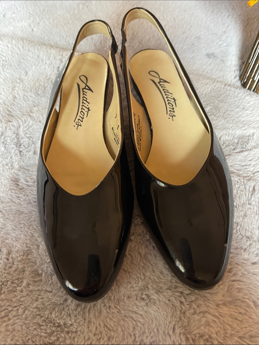 Auditions Black Patent Leather Slingback Loafers